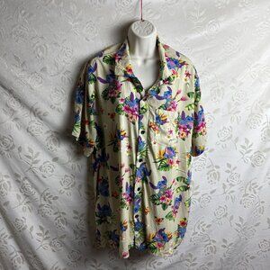 Disney Tropical Lilo & Stitch Mens Size XXL Floral Button Up Hawaiian Camp Shirt